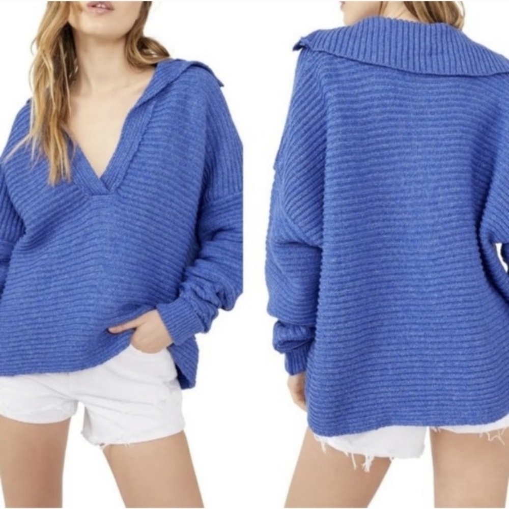 Free People Marlies Sweater Women's Medium Blue Shirt - Picture 16 of 16